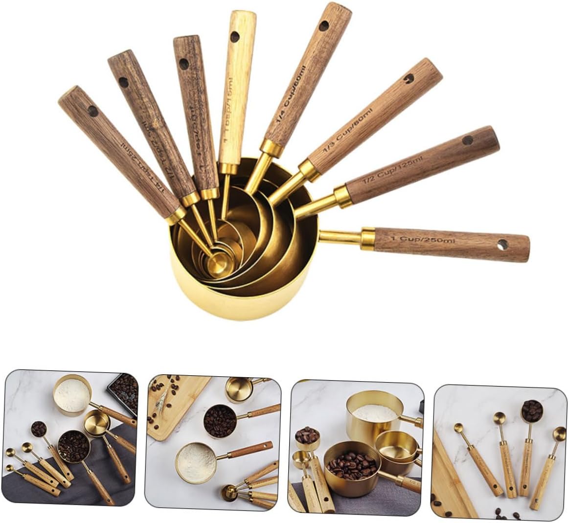 ULTECHNOVO 8pcs Measuring Spoon Stainless Steel Measuring Spoons Holder for Cooking Baking