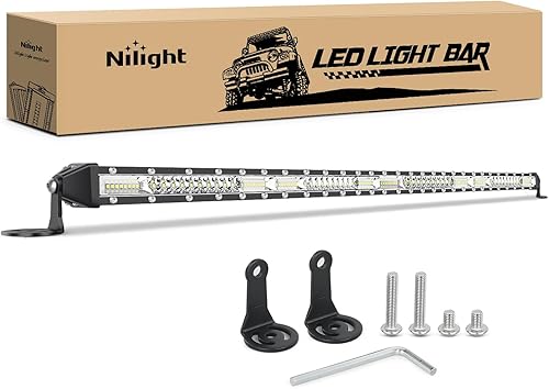 Miniatura 10 de Nilight - Barra de luz LED ámbar de 104 cm, 200 W, superdelgada, combo de haz reflector y puntual, 19000 lm, 3D, luces de conducción, antiniebla