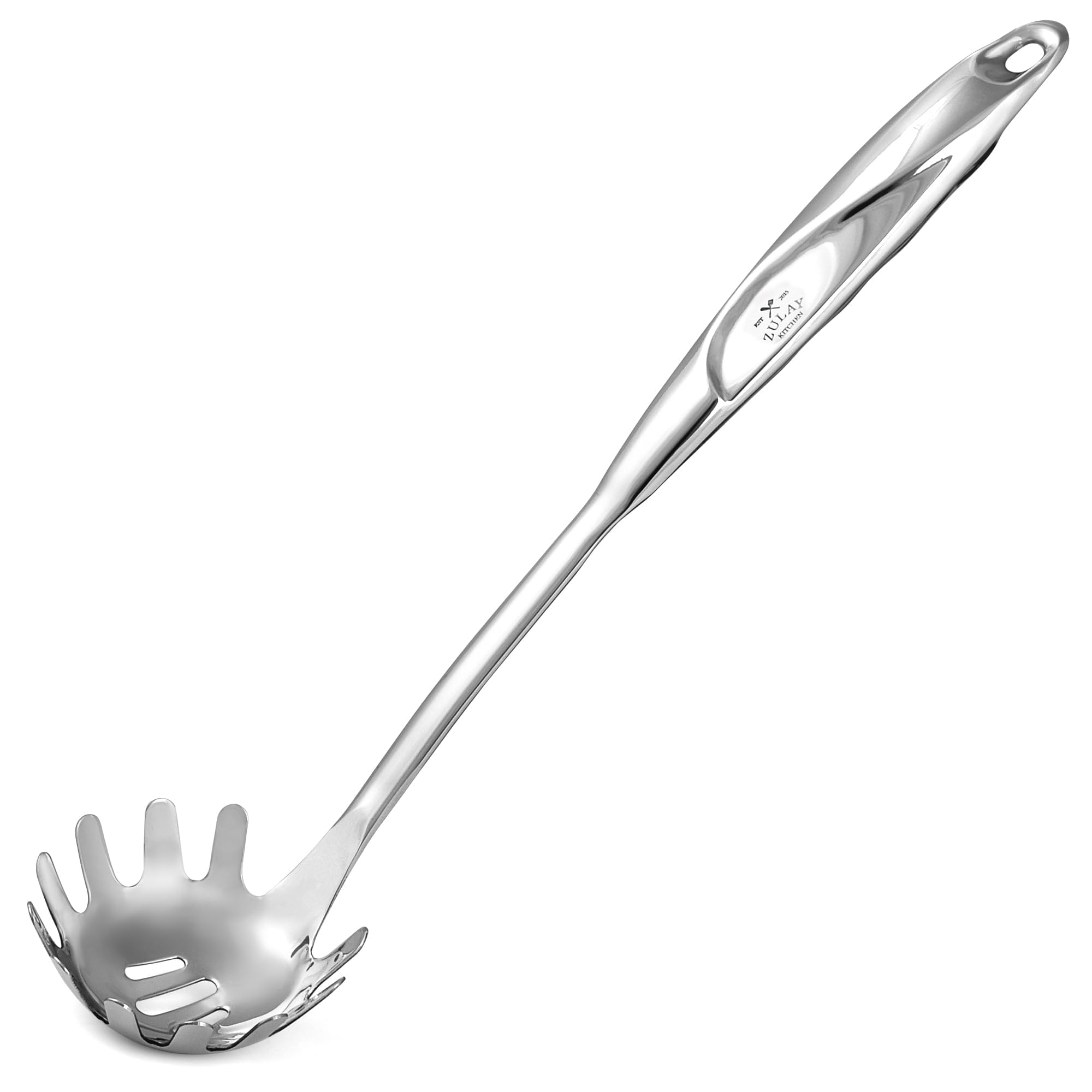 Zulay Kitchen Spaghettilöffel & Pastaheber - Langlebiger Lebensmittelqualität Edelstahl Nudelkelle Server, Nudellöffel mit ergonomischem Griff, Spaghettiheber Gabel für Nudeln, Küchen Nudelkelle