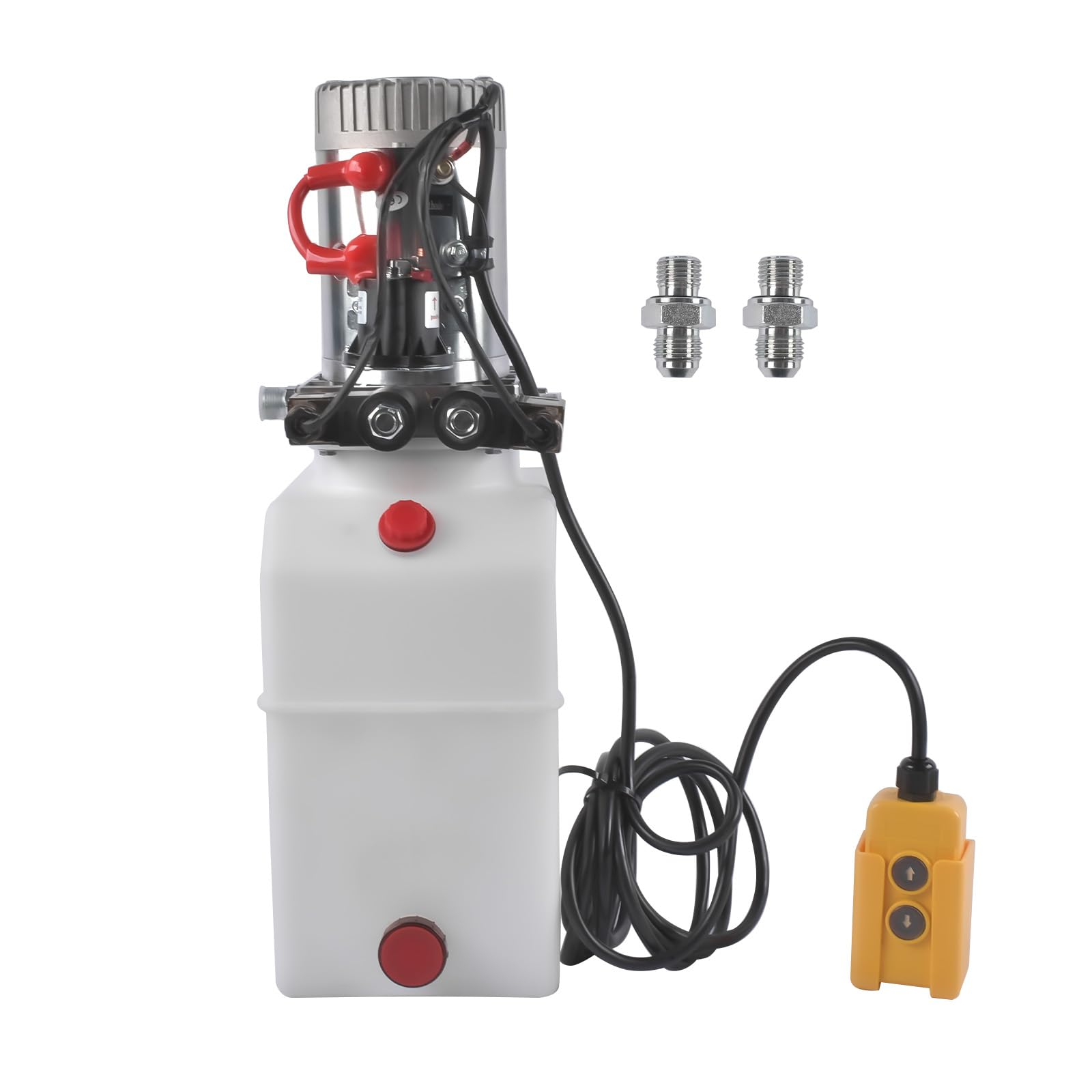 Centralina idraulica da 6 quarti Potenza 1.6KW, Pompa idraulica a doppio effetto 12V DC per sollevamento auto rimorchio con cassone ribaltabile, Unità di potenza pompa idraulica, Serbatoio di plastica