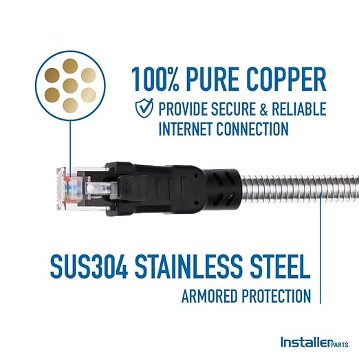 Cable de red blindado de acero inoxidable Cat.6A 24AWG 7.8mm 3m 1 paquete miniatura 7