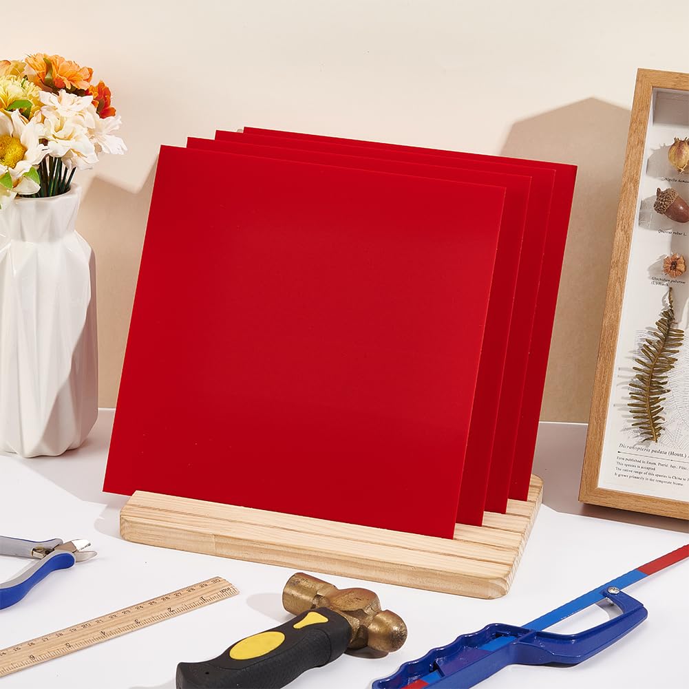 UNICRAFTALE 4 Pièces 25.4x25.4 cm Feuille Acrylique Carrée Rouge Feuilles Acryliques pour Découpe Laserss 2 mm d'Épaisseur Feuille de Perspex Transparente Feuilles de Plastique pour Cadre Projet