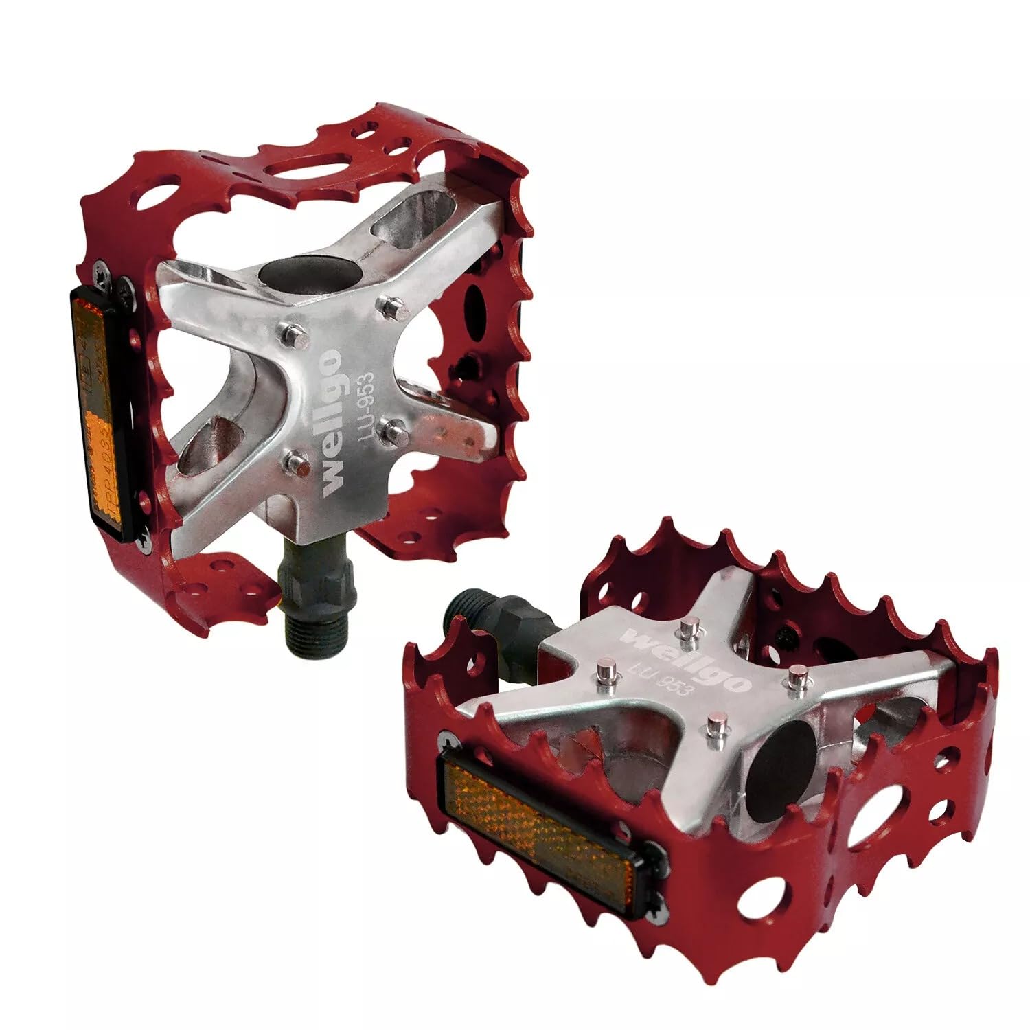 Amazon | Wellgo Old School BMX MTB ベアトラップ 9/16インチ 自転車ペダル レッド WE3033 | ペダル
