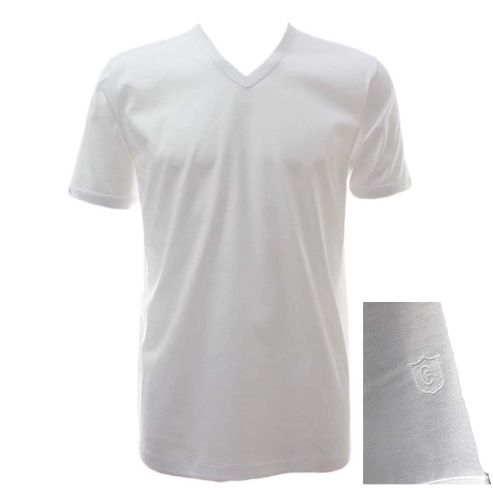 GICIPI T-Shirt Intima in Filo di Scozia da Uomo Mezze Maniche Corte con Scollo V Pacco da 3