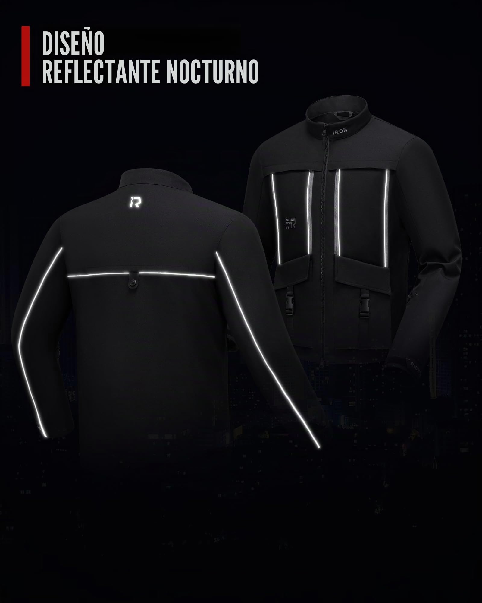 RIDEIRON Chaqueta de motorista para hombre, tejido de malla transpirable para todas las estaciones, con almohadillas para hombros y codos, forro interior extraíble, protector de motocicleta resistente