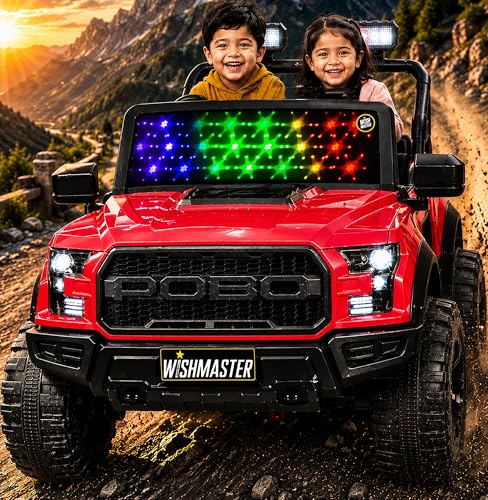 Image of Wishmaster 4x4 Driving EV Cars for 1, 2, 3, 4, 5, 6 Years | Remote + Steering + Mobile App Control | Kids Jeeps (Medium Size F-Raptor [1-8 Year Kids]