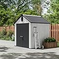 Amopatio Outdoor Storage Shed,6x6 Resin Shed with Floor Included, Outside Sheds Storage Waterproof for Bike, Tools, Garden, Backyard