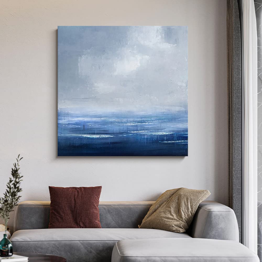 Art moderne abstrait bleu : peinture pour salon zen