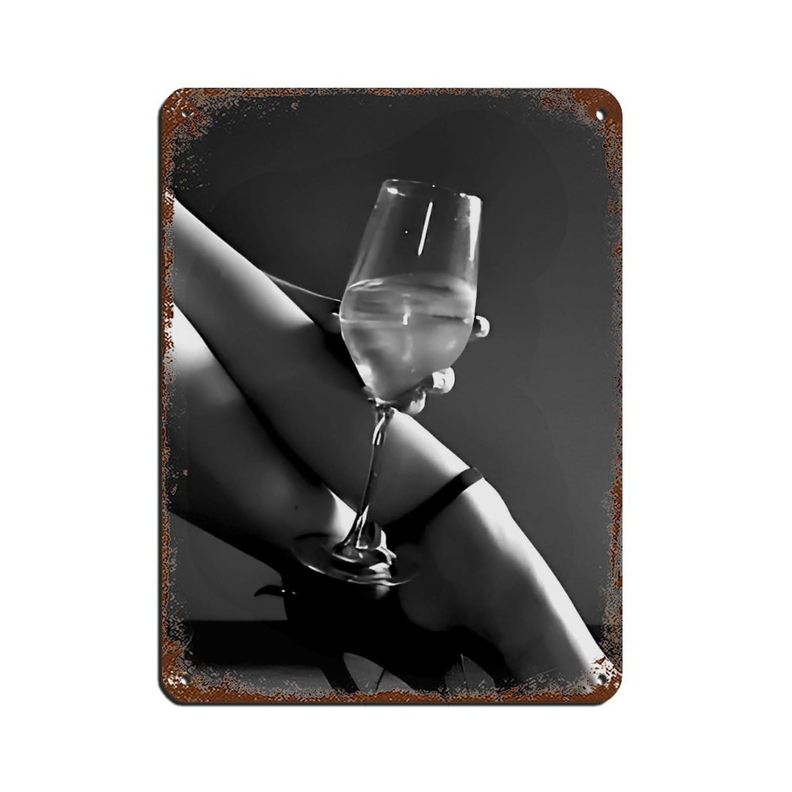 Black And White Wine Art, Feminist Poster Tin Sign Vintage Metal Pub Club Cafe Bar Home Wall Art Decoration Poster Retro 12x16inch(30x40cm)
