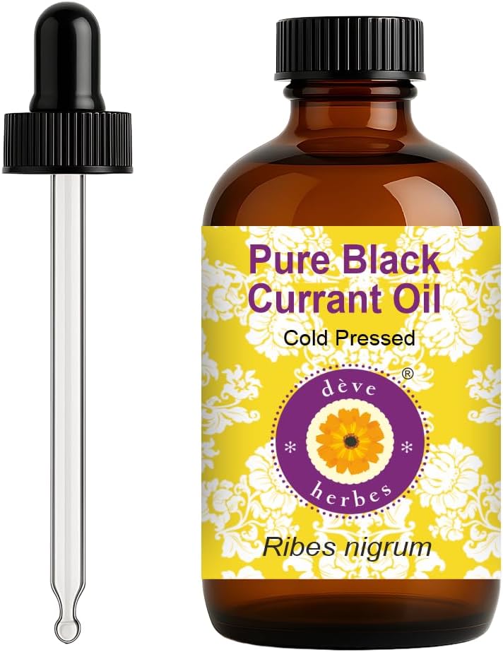 dève herbes Black Currant Oil (Ribes nigrum) with Glass Dropper | Cold Pressed | Pure | Natural | for Diluting Essential Oils | for Skin & Massage | Non-Sticky | Lightweight | Unisex | 120ml (4 oz)