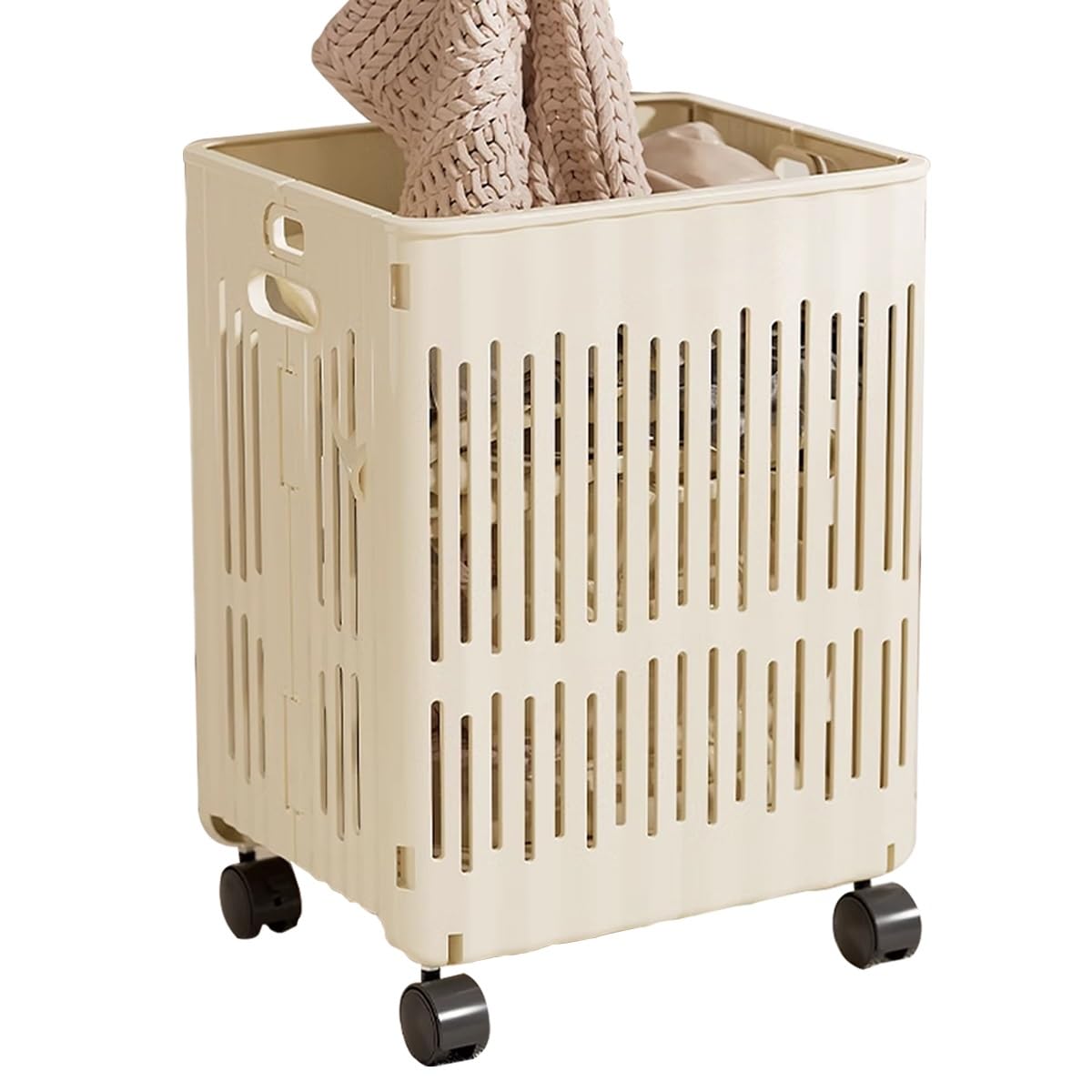 Folding Laundry Basket Household Storage,Foldable Movable Collapsible with Universal Wheels Rolling Dirty
