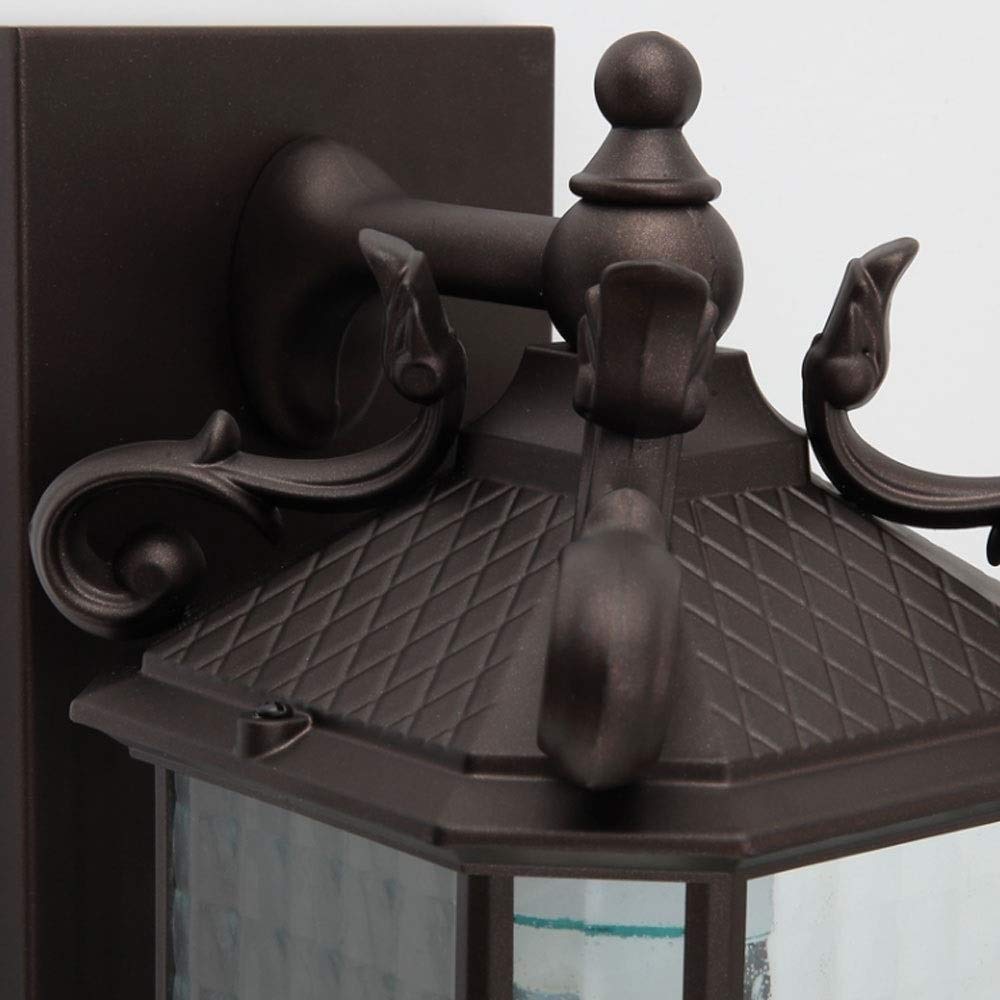 Oświetlenie ścienne Lampa ścienna Tradycyjna antyczna latarnia wiktoriańska Szklana lampa ścienna zewnętrzna Wiejska aluminiowa willa Oświetlenie alejek ogrodowych Lampa ścienna LED E27 Oświetlenie de