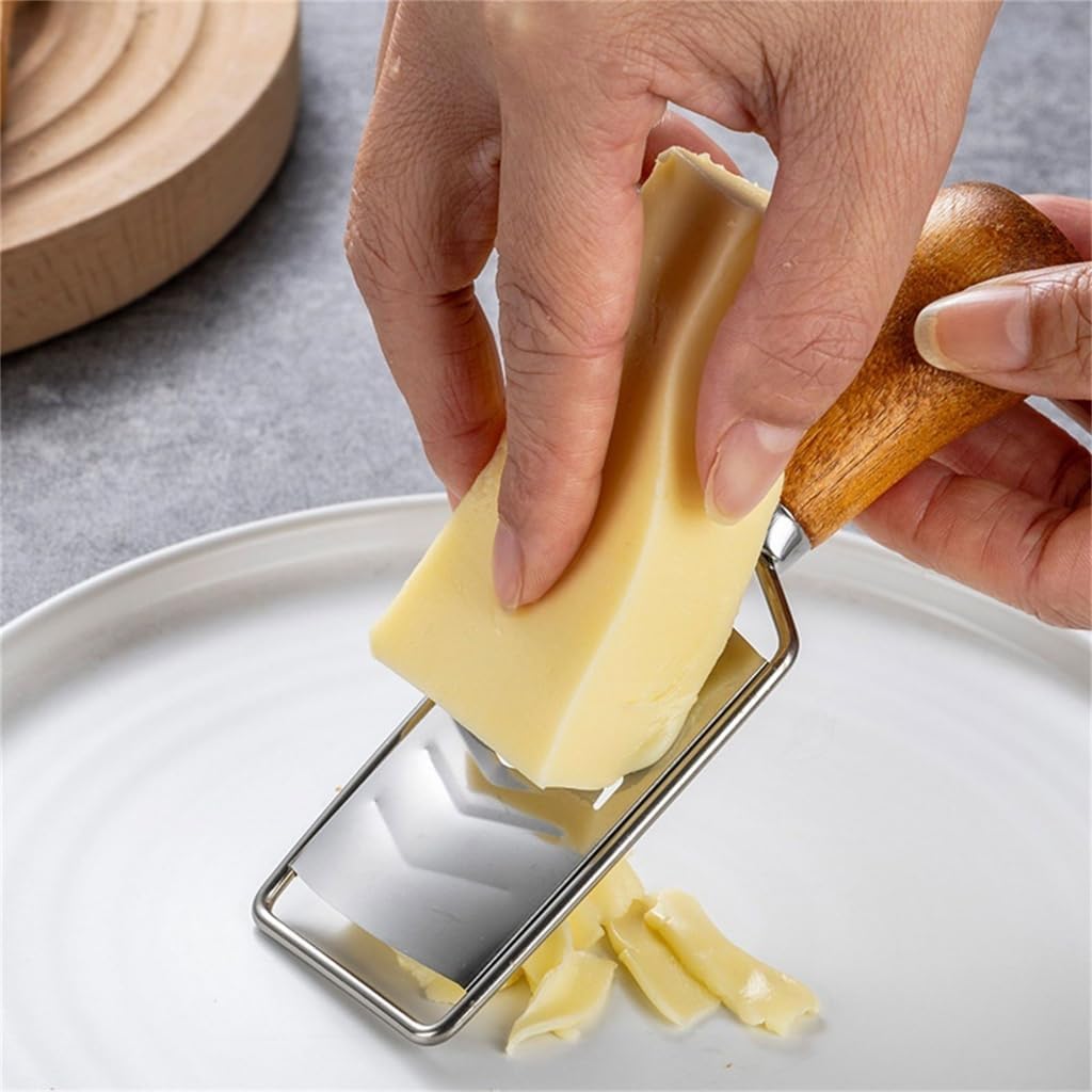 Steel Mini Cheese Grater Wood Handle Compact Space Saving Shredding Kitchen Tool