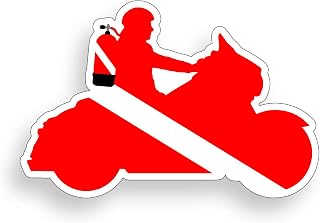 Motorcycle Scuba Diver Down Vinyl Decal Sticker - Sea Life Salt Flag Tank Ocean Rescue Bike