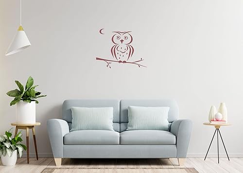 Miniatura 2 de Owl Bird in Tree Branch Moon for Hood Decor Removable Stylish Sticker Unique Design Any Vehicle tk50 (15in x 12in, lime green)