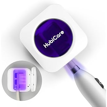 HubiCare Toothbrush Disinfectant and Holder Toothbrush Holder Portable UV Toothbrushes Disinfectant Toothbrush Covers for Travel Ideal Bathroom Accessories White