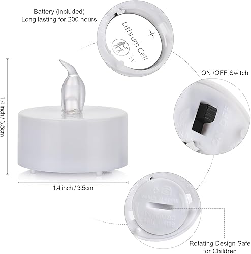 Miniatura 4 de Velas LED de té, paquete de 100 velas sin llama, realistas y brillantes, parpadeantes de larga duración, 200 horas para celebración de vacaciones,