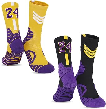 2-Pairs Basketball-Socks-for-Men & Boys, Basketball Team Lucky Number Sports-Star-Socks for Child & Adult