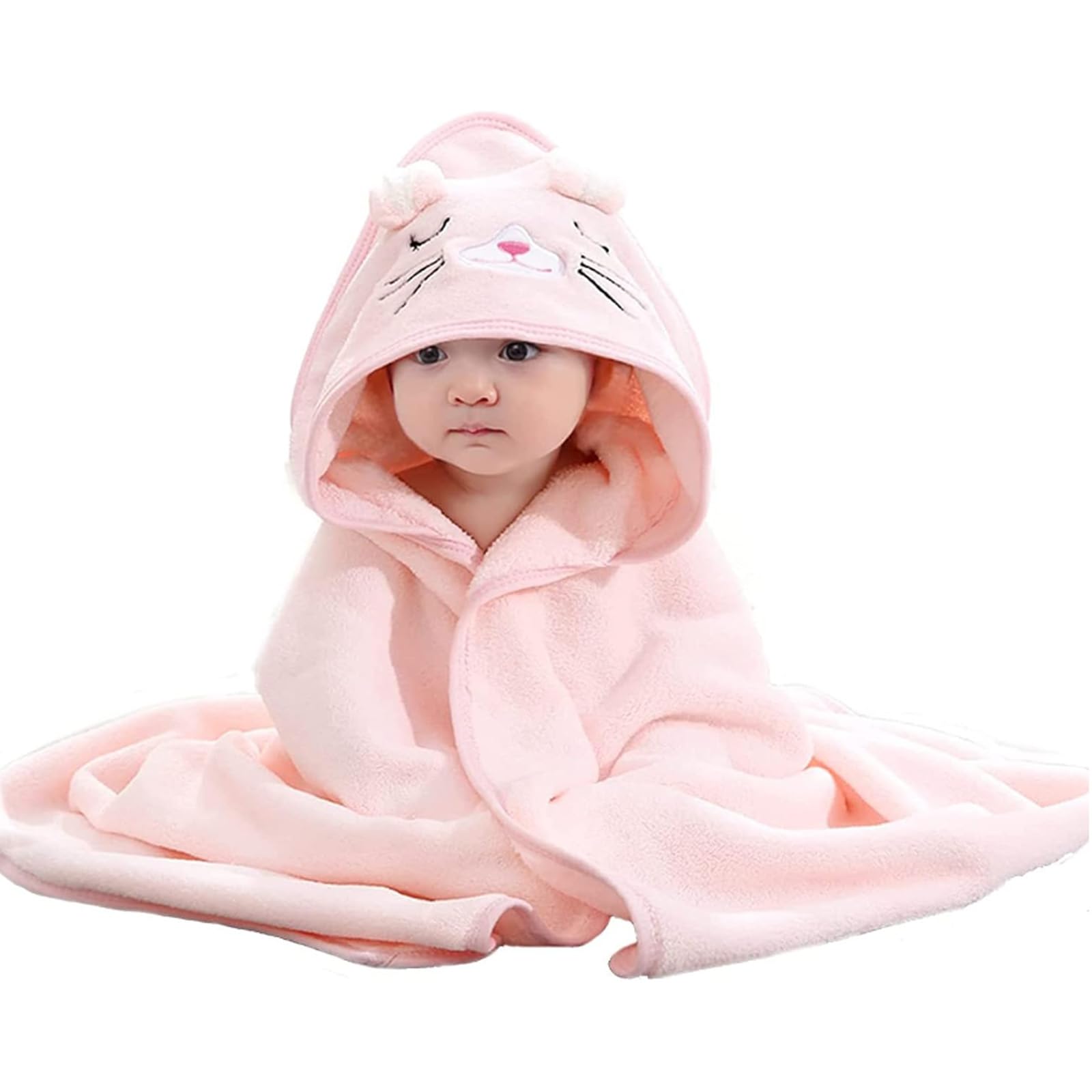 Hooded Towel Wearable Bath Towel for Newborn Baby Boy and Girl - Cute Animal Design, Ultra Soft, Absorbent With Hood