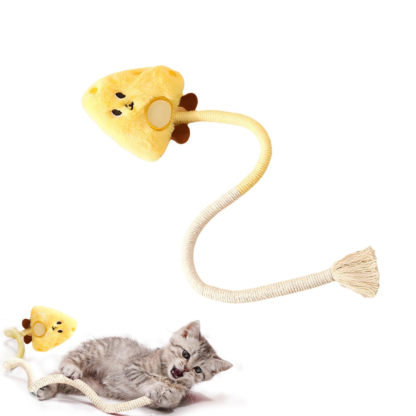 Jouet pour Chat, Jouet Chat Interieur,Jouet Chat Interactif, Jouet Interactif pour Chats, Jouant À Mâcher Nettoyage des Dents, Naturel Et Sain [Jaune]