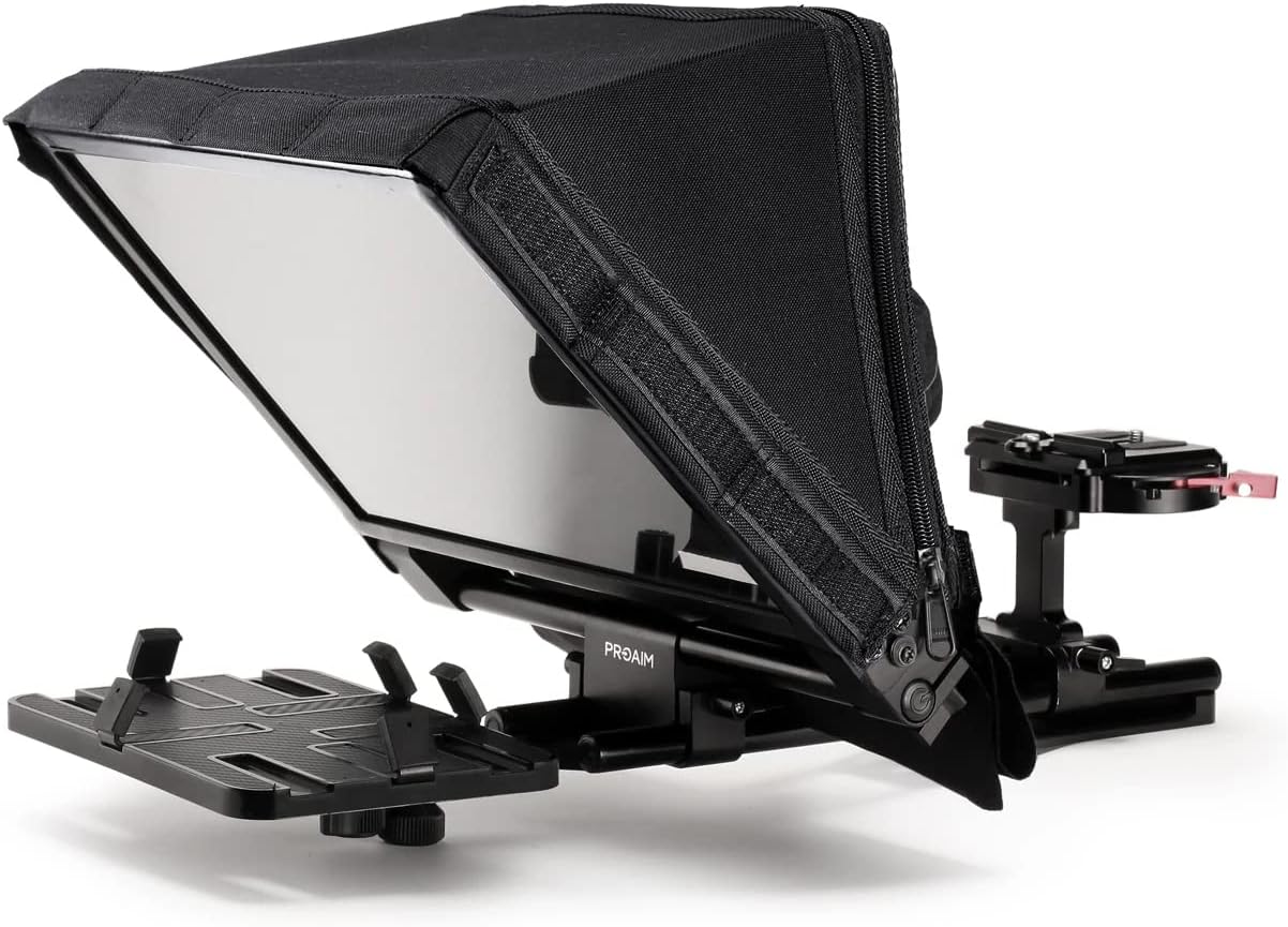 PROAIM Universal Ultra-Large Tablet Teleprompter Kit for DSLR/Video Camera. Adjustable 60/40 Beamsplitter with Hood. 15mm LWS Baseplate with 15mm Rods. 20' Reading Range (TP-ULTB-01)