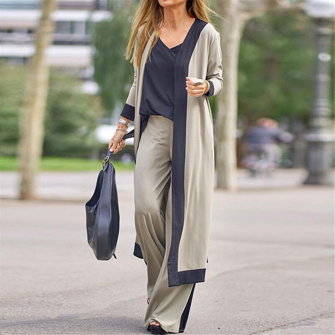 Conjunto Informal De Tres Piezas para Mujer, Pantalones Rectos con Cuello En V para Oficina, Traje De 3 Piezas