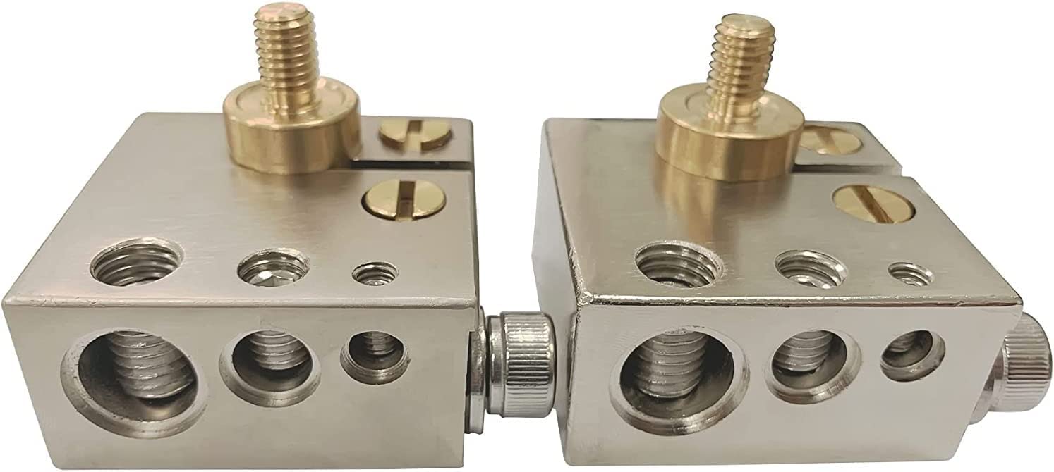 1 par de terminales positivos y negativos de batería definitiva 0/4/8/calibre AWG con adaptador de perno superior