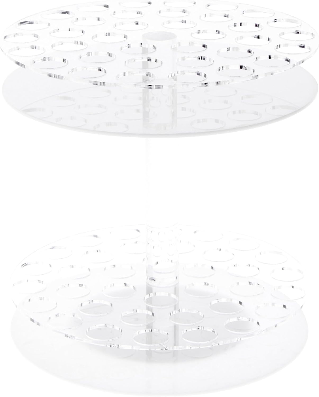 Plymor Clear & White Acrylic Revolving Display for 72 Round Lipstick Tubes, 9.75" H x 9" W