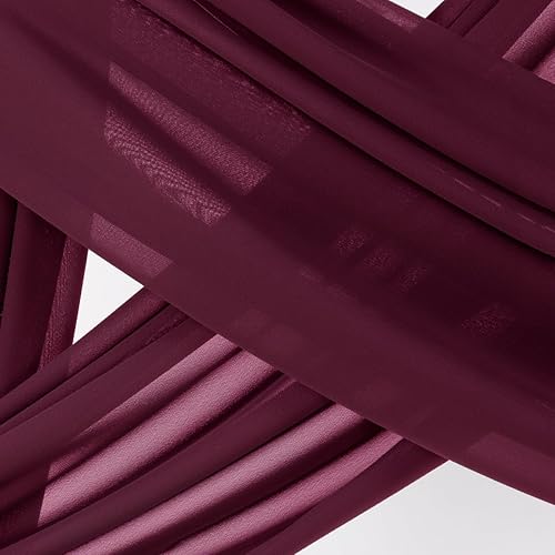 Miniatura 5 de Socomi 1 panel de cortina de gasa transparente burdeos de 29 x 19 pies, para decoración de boda, ceremonia de cumpleaños, 6 yardas