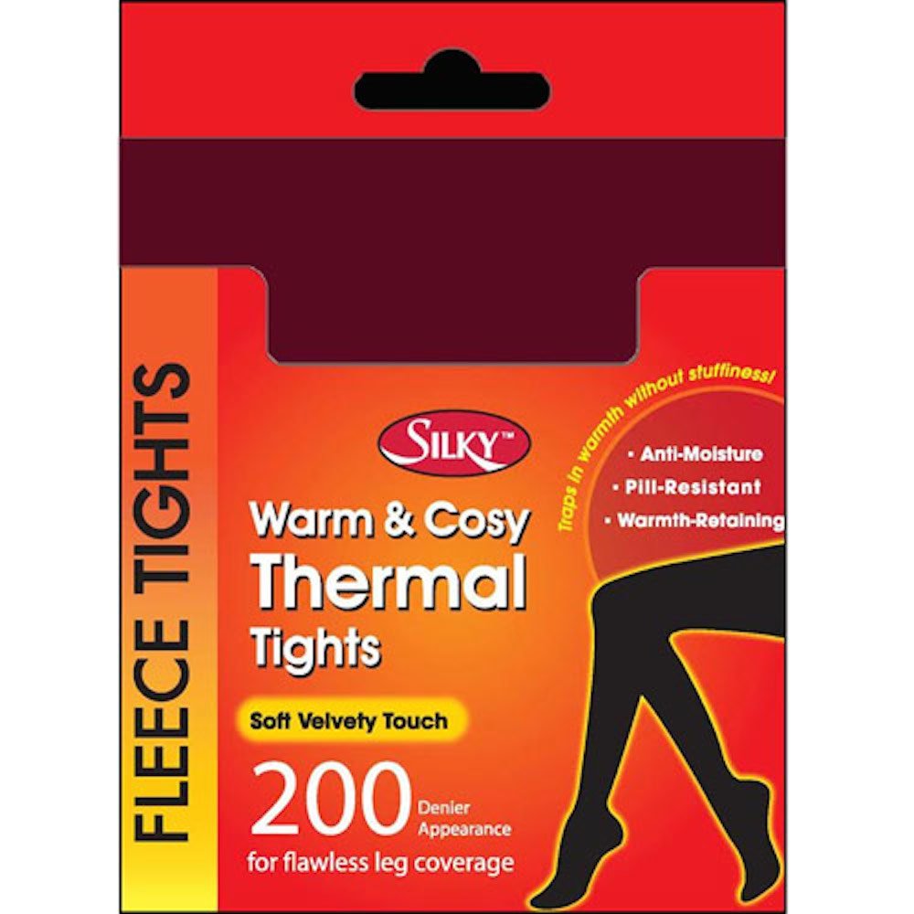 Silky Women's Wine ' Warm Cosy Thermal Winter Tights, Soft Velvety Touch, 200 Denier. Medium