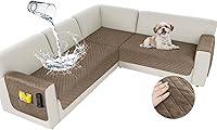 Vista 32 de Arfntevss Fundas impermeables para sofá seccional de esquina para perros y mascotas, funda de sofá en forma de L, terciopelo lavable grande