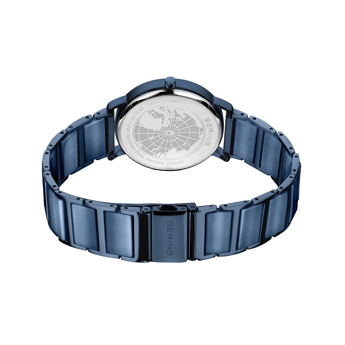Bering 19535 Reloj Solar para Mujer con Caja de Acero Inoxidable de 35 mm y Esfera, Brazalete de Acero Inoxidable con Detalles en cerámica, Resistencia al Agua de 3 ATM
