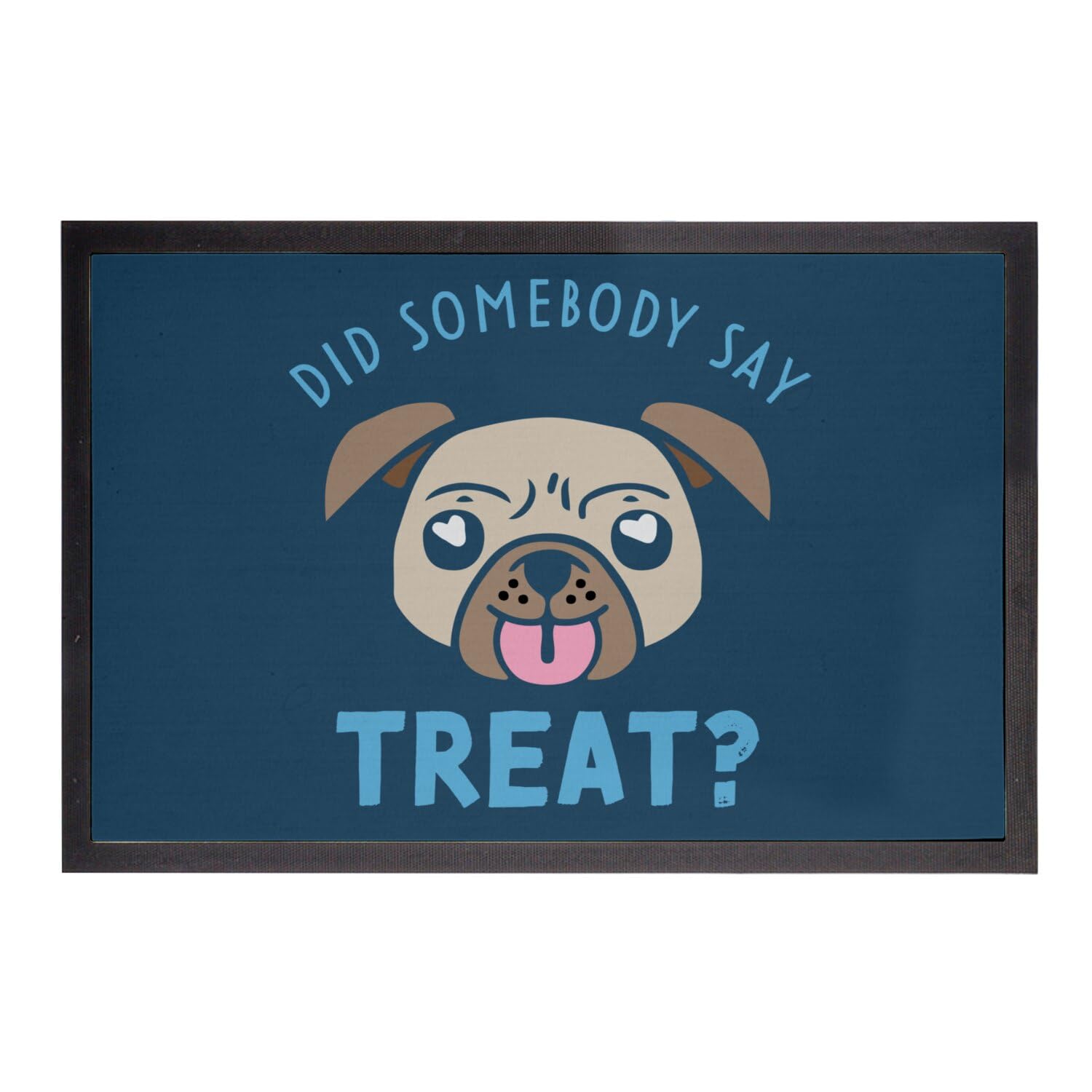 Paillasson bleu Pug 75x50cm tapis de sol entrée motif chien carlin