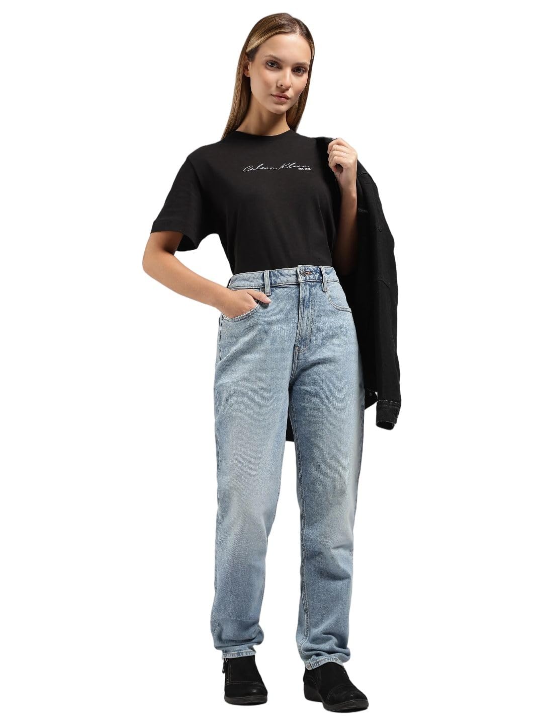 Light-wash Relaxed fit high Rise Jeans-image-28
