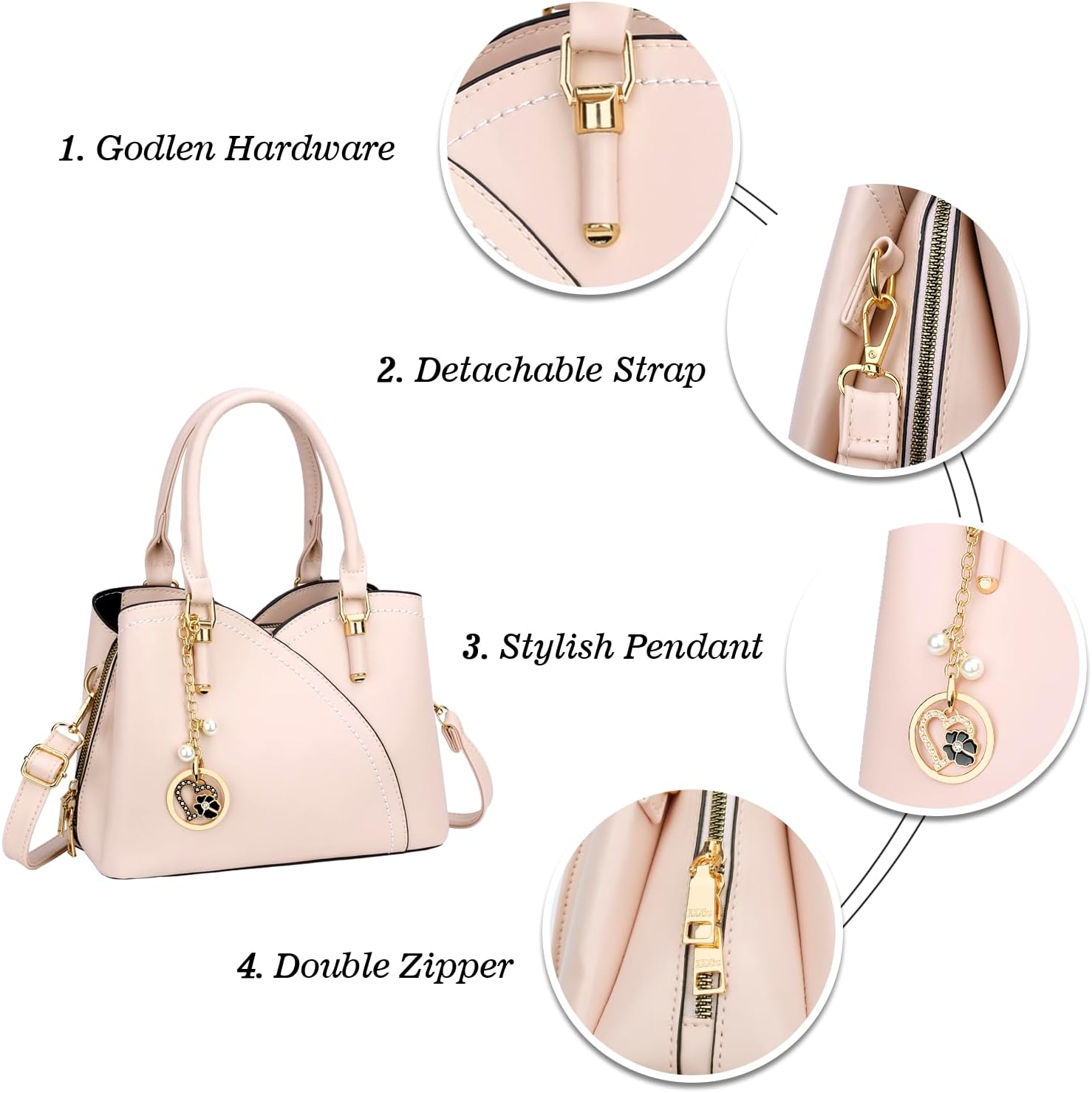 KKXIU Triple Compartments Purses and Handbags for Women Fashion Ladies Satchel Shoulder Top Handle Bag - Image 4