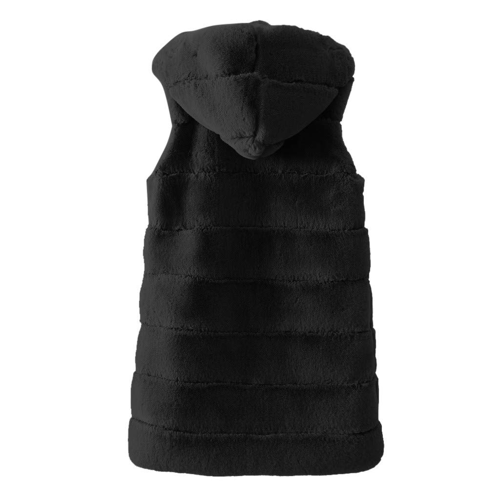 Gilet en fourrure synthétique pour femme - Élégant - Sans manches - Sans manches - Veste d'hiver chaude - Avec capuche