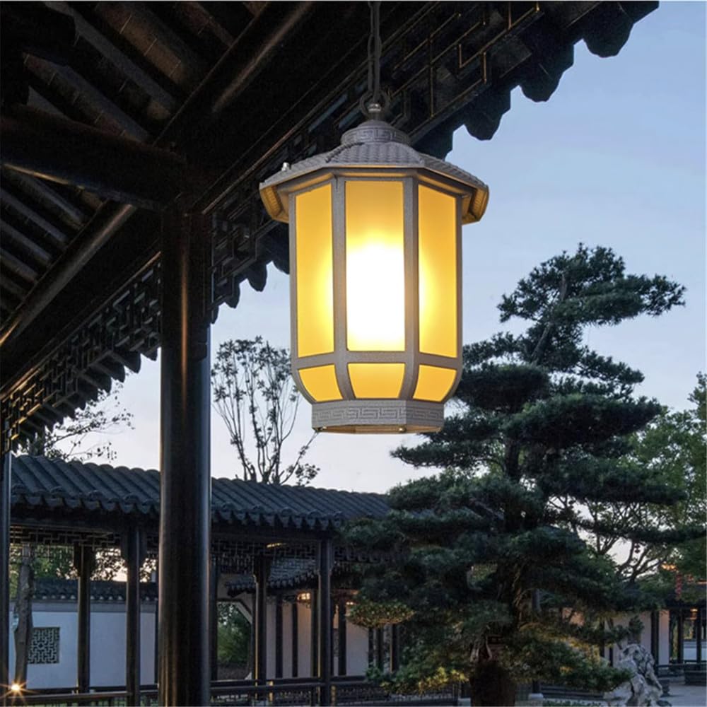 KXEcoLife Contemporary LED Outdoor Pendent Lamp Waterproof Art Villa Garden Courtyard Gate Corridor Balcony Chandelier (M D20CM)