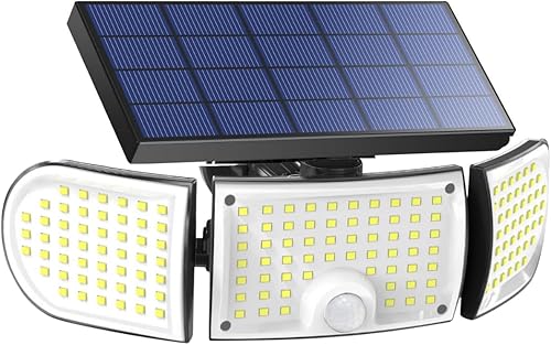 Solar Outdoor Lights, Motion Sensor Security Light with IP65 Waterproof, High Brightness 270 Wide Angle, 3 Modes, Solar-Powered Flood Light for