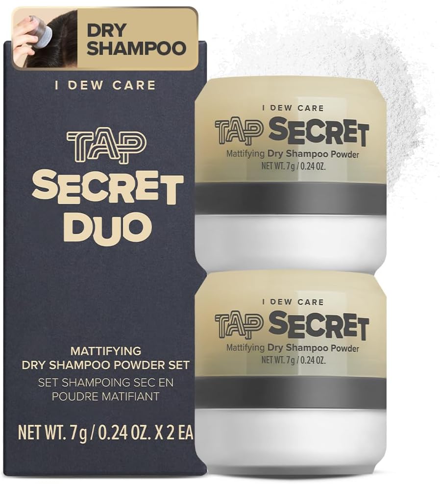 Biotin Clarifying Dry Shampoo - Tap Secret Original Duo Set | Strengthening & Volumizing, Powder Type, Refillable, Travel size, Non-aerosol, Korean Ginseng, Stocking Stuffers, 0.26 Oz * 2ea