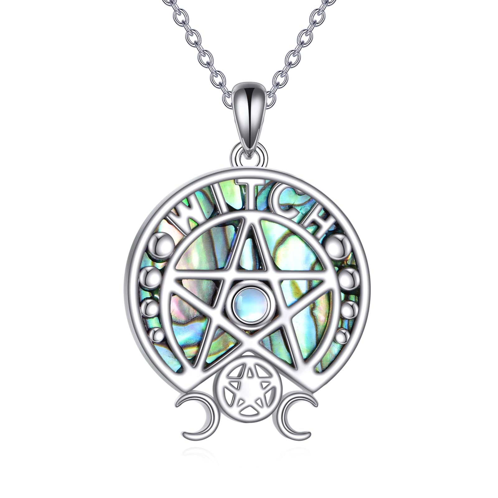 YAFEINI Hexen Schmuck für Damen Männer 925 Sterling Silber Halskette mit Hexenknoten Anhänger Nudo de Bruja Originales Pentagramm Wicca Schmuck Geschenk