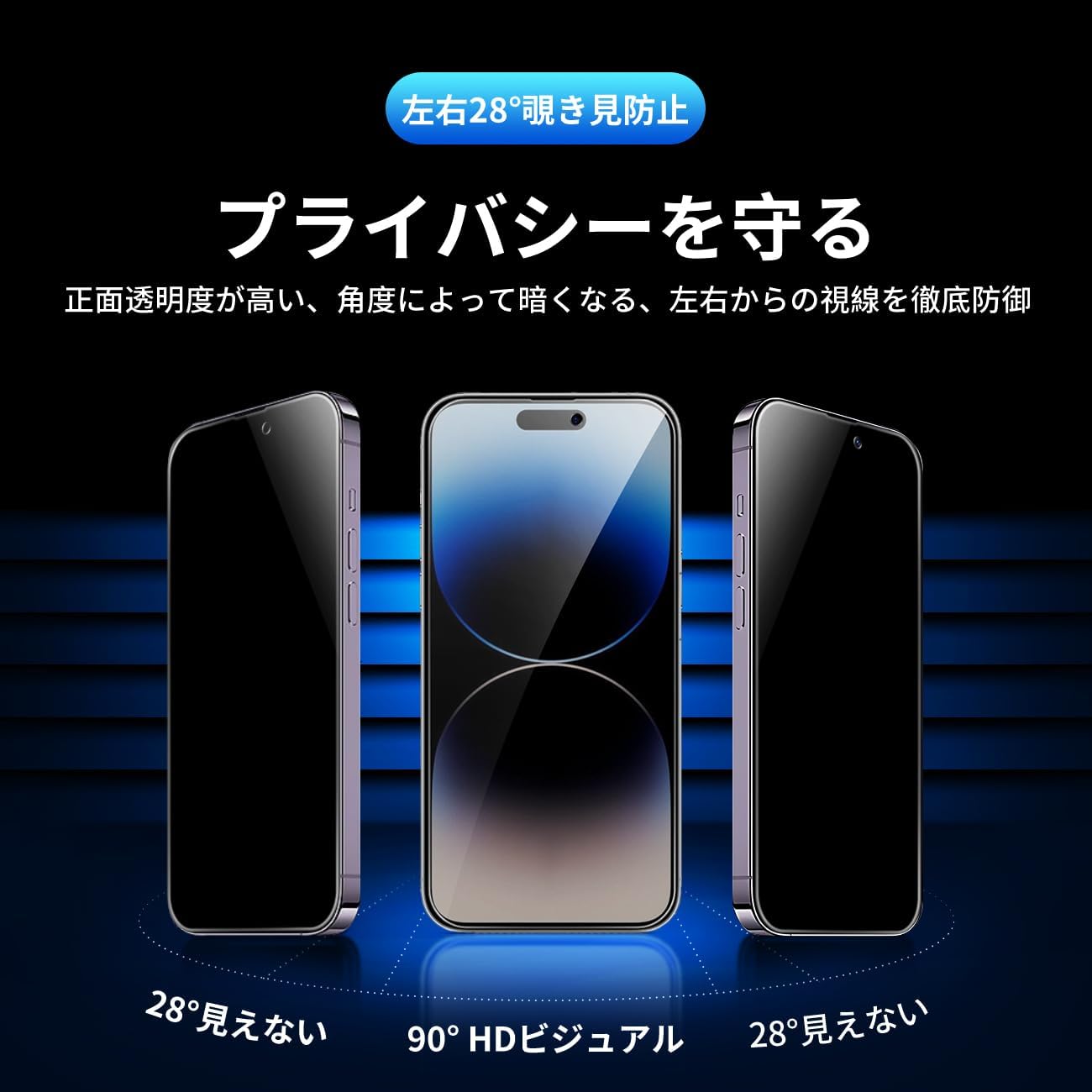 Amazon.co.jp: 対応 iPhone 14 Pro Max ガラスフィルム 覗き見 【2枚 