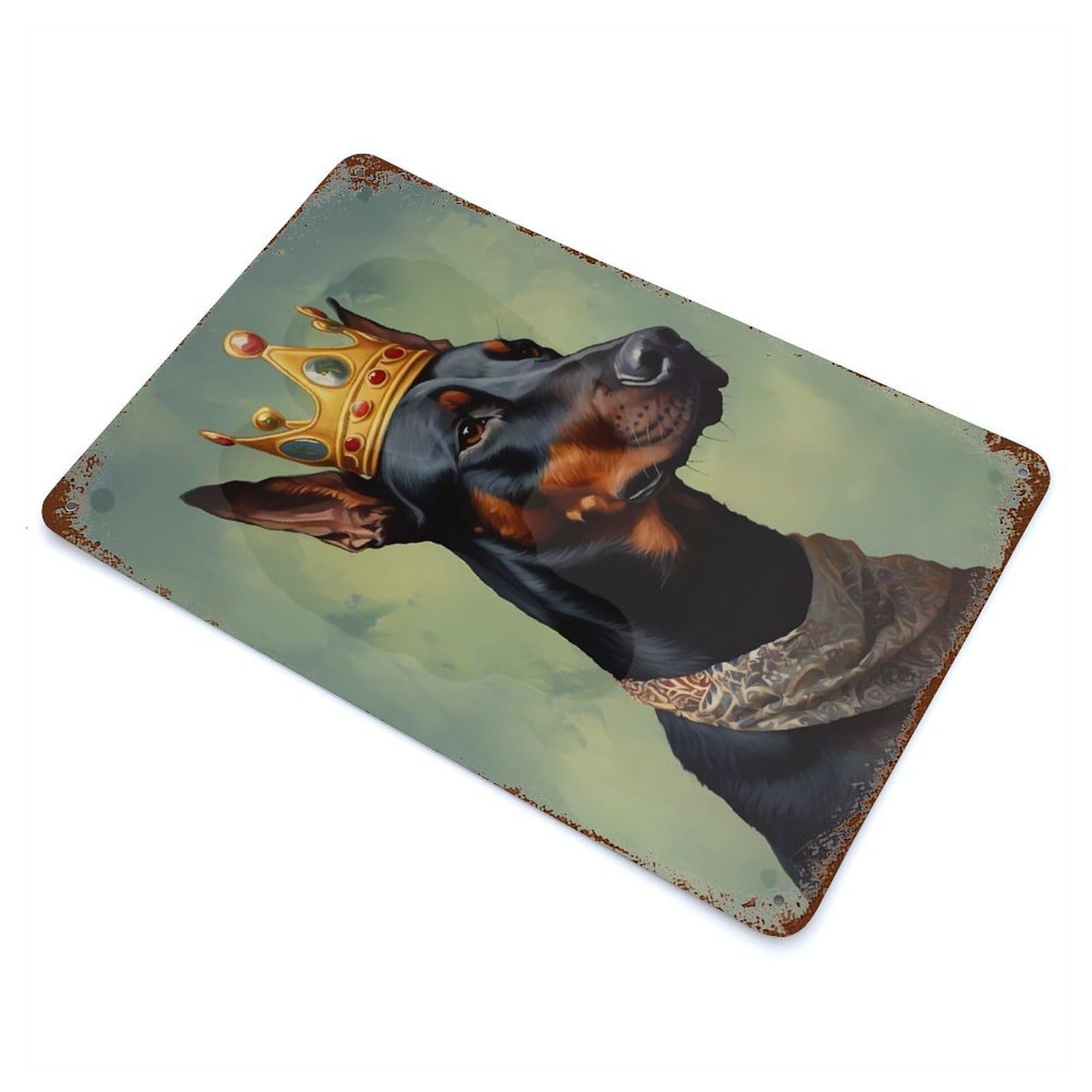 Doberman Pinscher Dog 11.8"x7.9" Rust Effect Tin Sign, Decorative Metal Wall Art for Garage, Bar And Workshop Decor