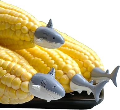 ZOSTER Shark Corn Holders,Barbecue Corn Holders 4 Pieces2 pairs, Kids Corn Holders, New-2 Sharks4.135 x1.5 x1.18 inches, 0.87Oz., Gray