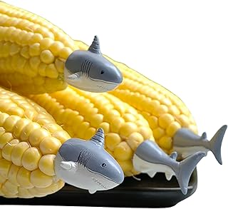 ZOSTER Shark Corn Holders,Barbecue Corn Holders 4 Pieces(2 pairs), Kids Corn Holders, (New-2 Sharks)4.135 x1.5 x1.18 inches, 0.87Oz., Gray
