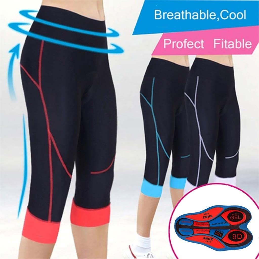 Short De Cyclisme Moulant pour Femmes de Qualité Supérieure Rembourré en Gel 9D pour vélo et VTT, 3/4, Respirant, à Séchage Rapide