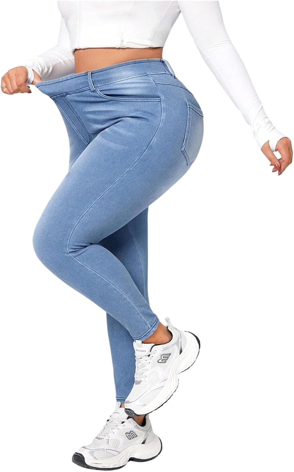 SOLY HUX Women's Plus Size Skinny Jeans High Waisted Stretchy Butt Lifting Leggings Denim Pants with Pocket