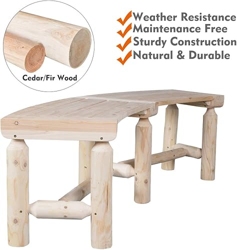 Miniatura 4 de Banco curvado de madera para exteriores, estilo rústico, madera de cedro/abeto, para patio, jardín, terraza y patio trasero, 40-55 pulgadas de ancho