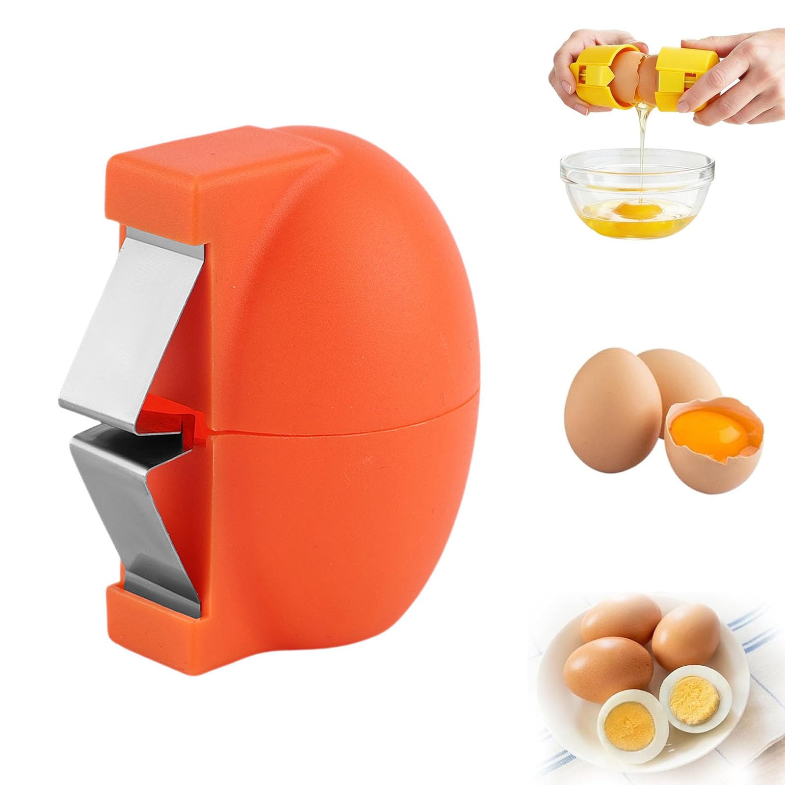 2026 New Egg Shell Opener, Stainless Steel Egg Cracker Tool, Multifunctional Eggs Separator for Raw and Hard Boiled Eggs Peeler Shell Remover, Kitchen Gadget (Orange)
