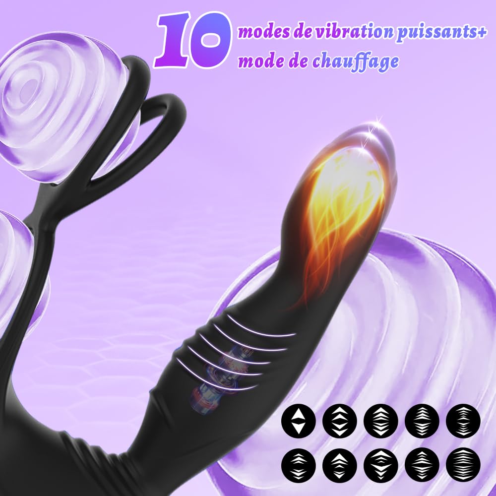 Prostata Vibratore Sexytoys Uomo,Anello Vibrante per Lei e Lui,Vibratore per Uomo con Telecomando, Stimolatore per Clitoride,Dildo Anale Vibratore con 10 Modalità Anal Plug Vibratore per Uomo Sex Toys