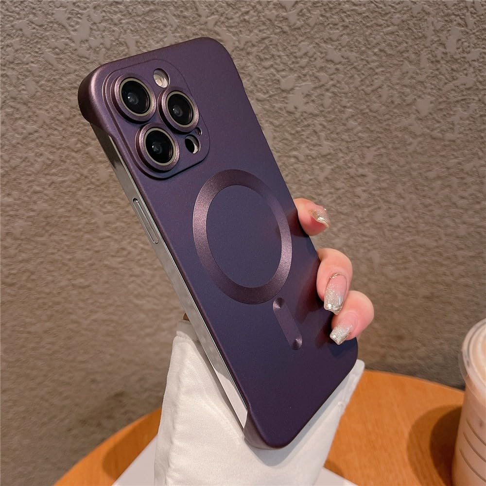 Coque sans cadre premium violette et mate avec protection d'objectif iPhone 15